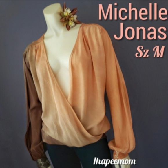 Michelle Jonas Tops - Tie Dye Michelle Jonas Top Blouse Silk Lace Hem